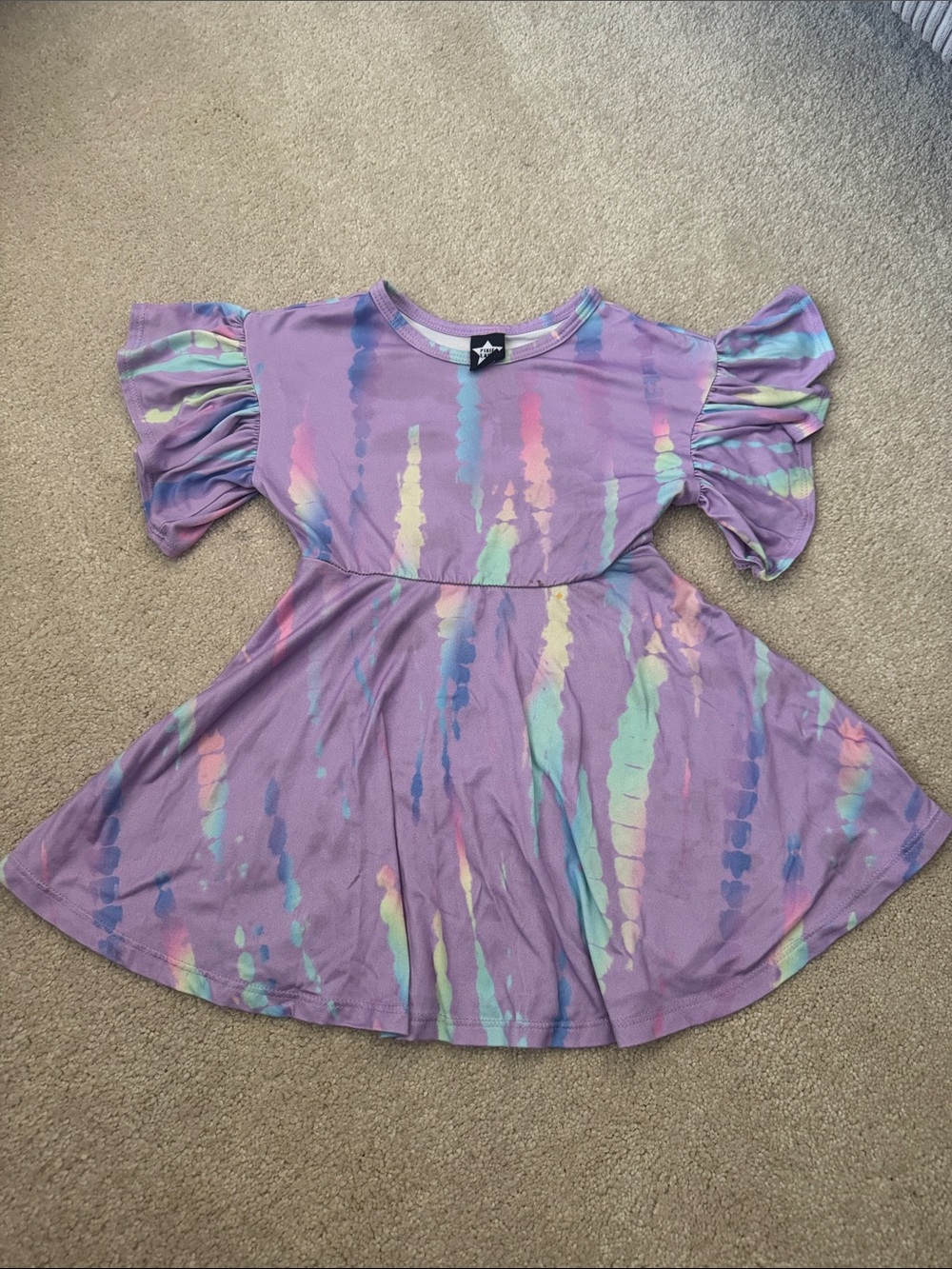 PixieLane Tie-Dye Flutter Sleeve Kids Dress